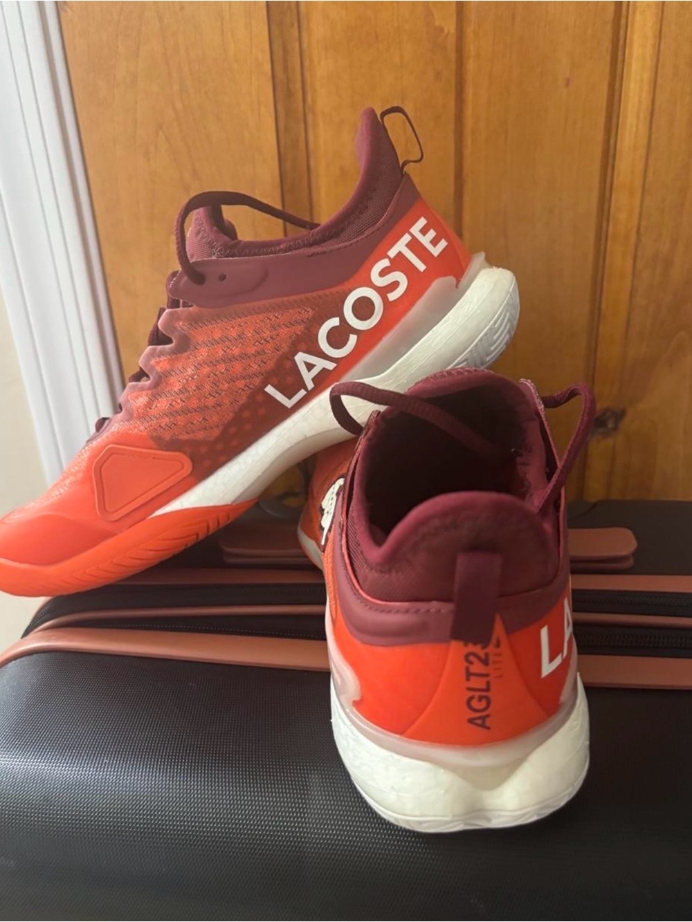Lacoste Women's Orange and Burgundy Athletic Sneakers